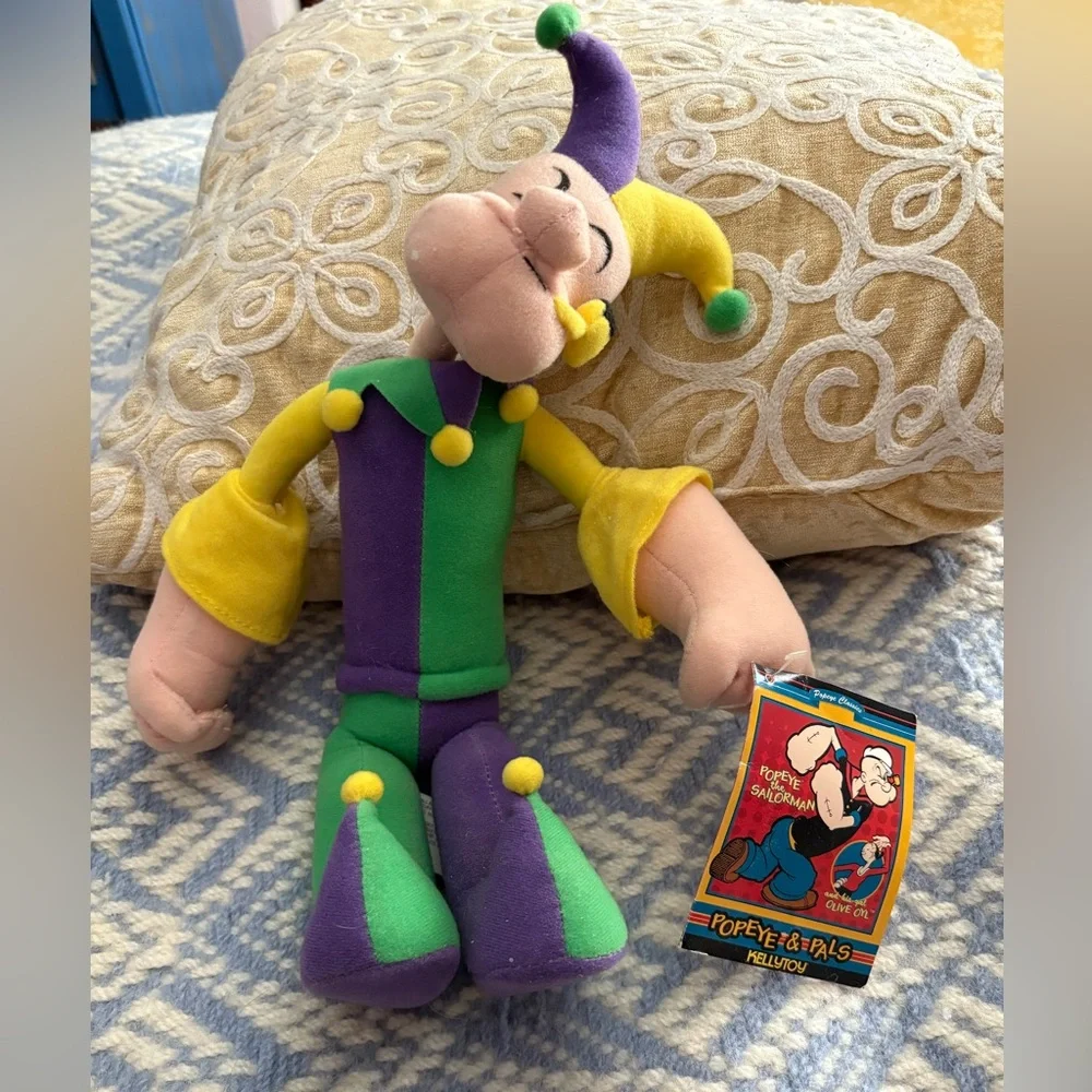 Popeye Plush Doll Jester 90s Mardi Gras Vintage